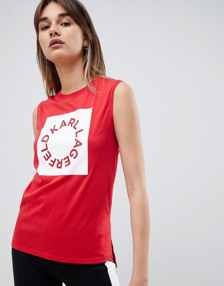 Karl Lagerfeld Circle Logo Tank Top - Red
