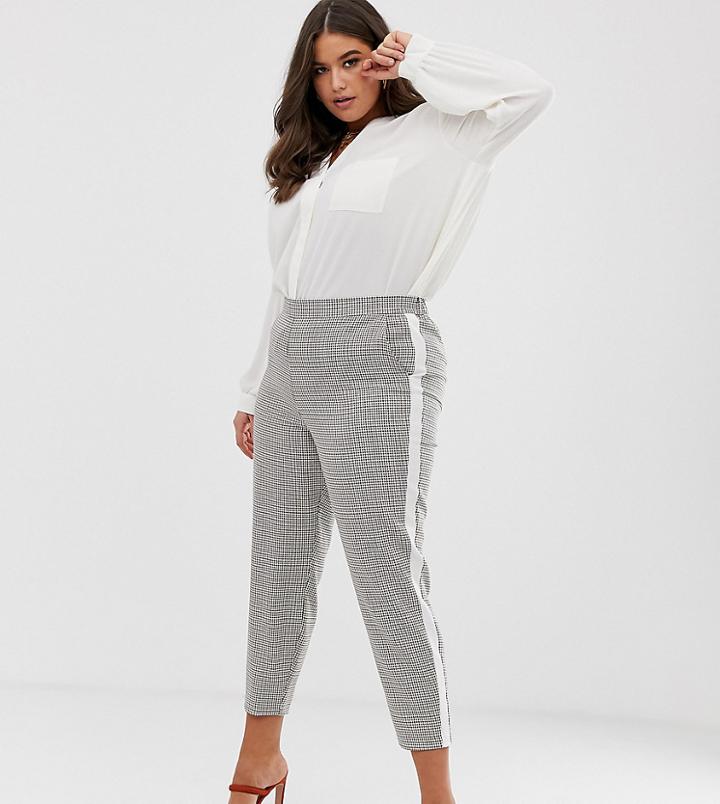 Asos Design Curve Check Side Stripe Tapered Pants-multi