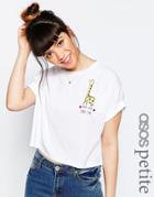 Asos Petite Cropped T-shirt With Love You Long Time Print - White