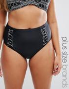 Costa Del Sol Plus Size High Waist Bikini Bottoms - Black