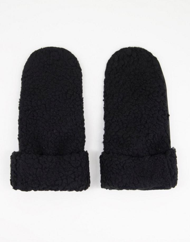 Bolongaro Trevor Leather Fleece Mittens In Black