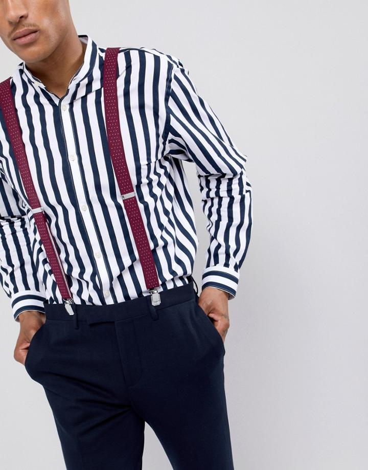 New Look Suspenders With Polka Dot In Burgundy - Red
