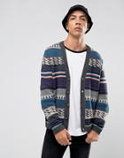 Asos Button Cardigan In Relaxed Fit - Multi