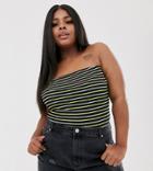 Asos Design Curve Bandeau In Neon Stripe-black
