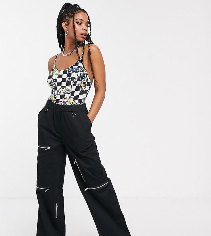 Collusion Multi Pocket Wide Cargo Pants-black