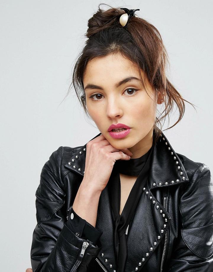 Asos Faux Pearl Hair Claw - Black
