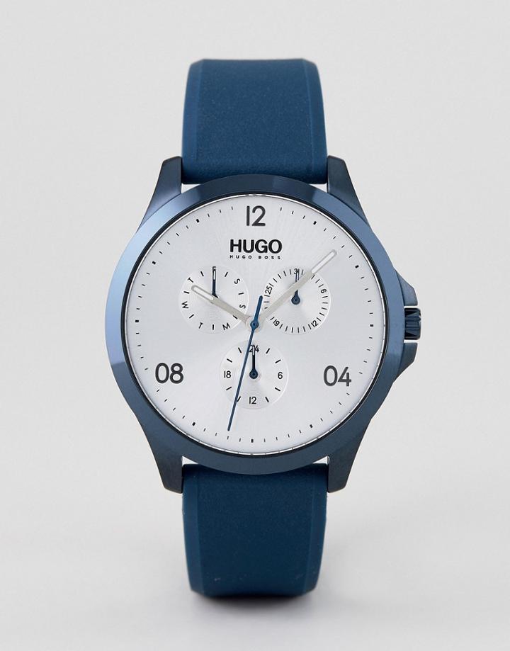 Hugo 1530037 Risk Silicone Strap Watch In Blue - Blue