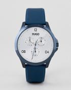 Hugo 1530037 Risk Silicone Strap Watch In Blue - Blue
