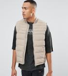 Asos Tall Quilted Vest In Stone - Stone