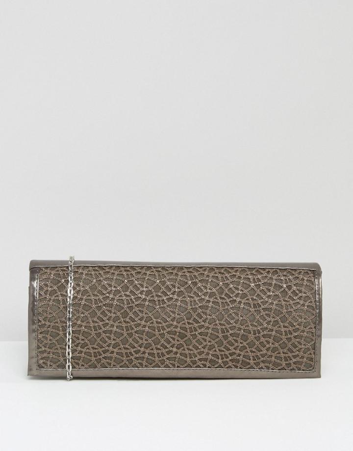 Lotus Clutch Bag With Mesh Detail - Gray
