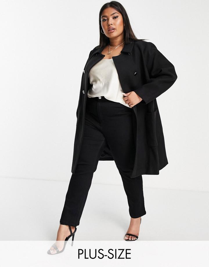 Ever New Curve Smart Collar Pea Coat In Black