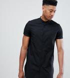 Asos Design Tall Regular Fit Shirt In Super Longline - Black
