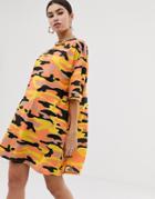 Asos Design Camo T-shirt Dress - Multi