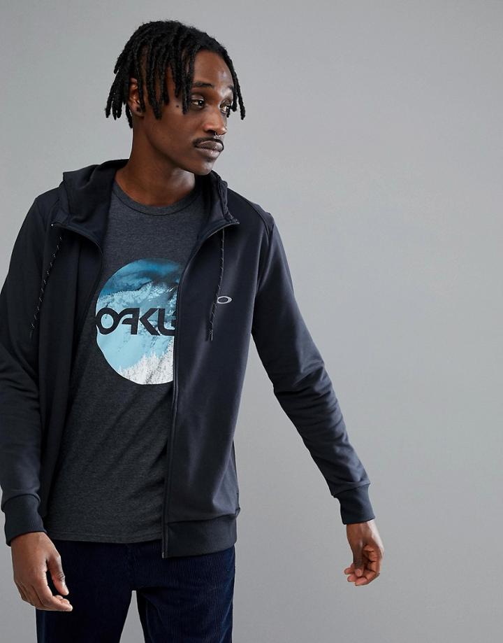 Oakley Training Link Full Zip Fleece Hoodie Slim Fit In Black - Black