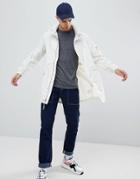 Penfield Pancho Long Nylon Concealed Hood Parka Jacket In White - White