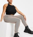 I Saw It First Plus Contrast Rib Leggings In Camel-brown