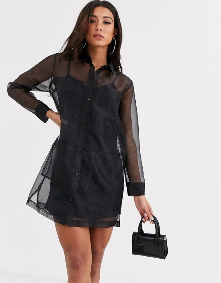 Asos Design Organza Mini Shirt Dress
