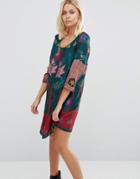Lavand Floral And Paisley Print Dress - Green