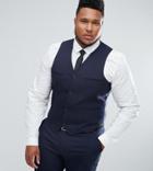 Asos Plus Slim Suit Vest In Navy - Navy