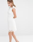 New Look Floral Lace Shift Dress - White