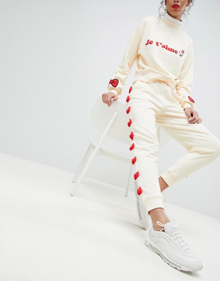 Hello Kitty X Asos Bow Joggers With Peeping Motif - White