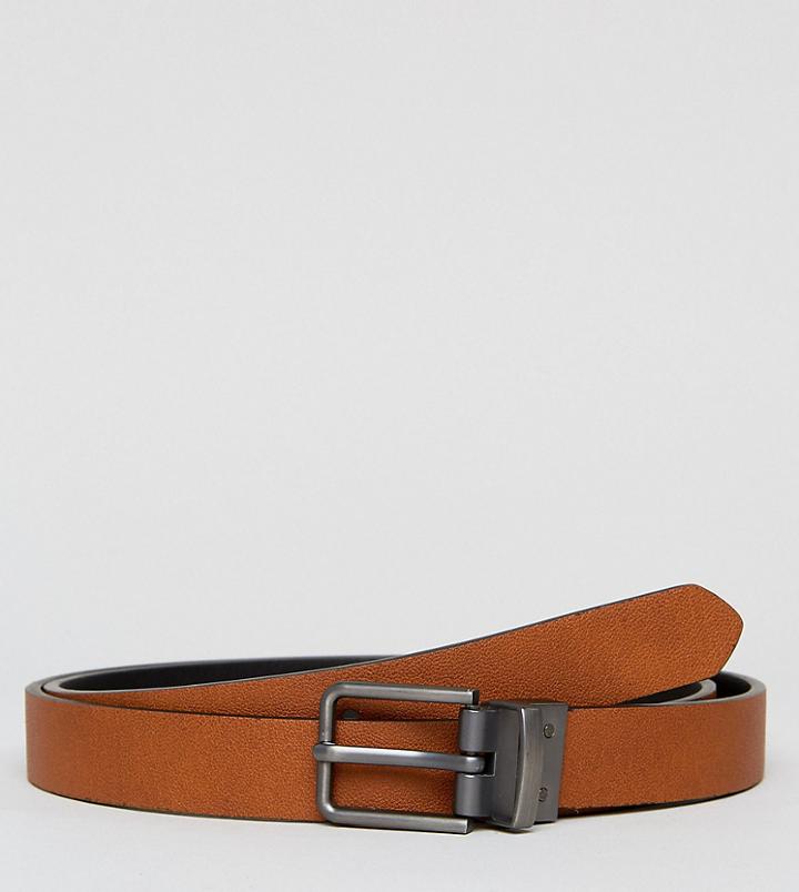 Asos Plus Smart Skinny Reversible Belt In Black And Tan - Black