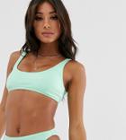 South Beach Exclusive Crop Bikini Top In Wet Look Mint Green