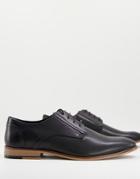 Asos Design Lace Up Derby Shoes In Black Leather