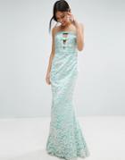 Forever Unique Georgia Bandeau Maxi Dress In Lace - Green