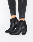 Vero Moda Leather Kitten Heel Boot - Black