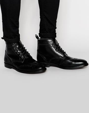Red Tape Brogue Boots - Black