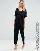 Asos Maternity Belted Jumpsuit With Kimono Sleeve - Multi