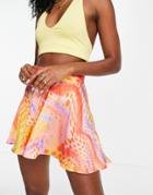 Asos Design Satin Flippy Shorts In Mixed Rainbow Spot-multi