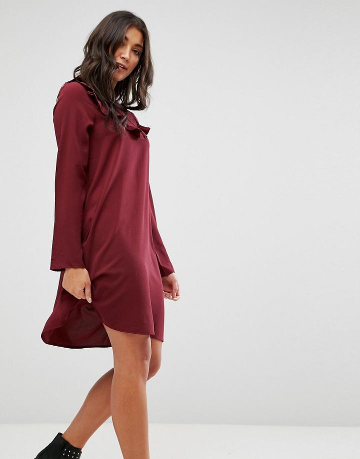 Brave Soul Frill Swing Dress - Red