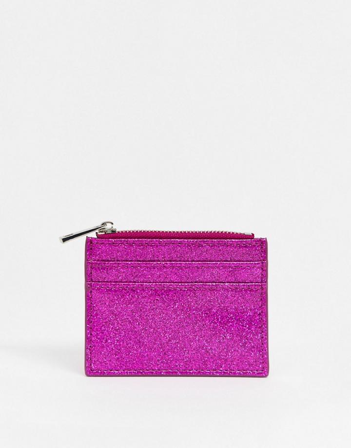 Asos Design Glitter Cardholder With Coinpurse-pink