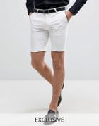 Noose & Monkey Skinny Smart Shorts With Contrast - White