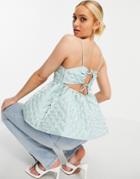 Asos Design Smock Quilted Cami In Blue-blues