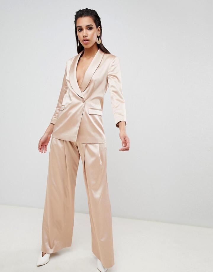Asos Design Tailored Occasion Wide Leg Pants-pink