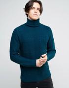 New Look Roll Neck Sweater In Blue - Yellow