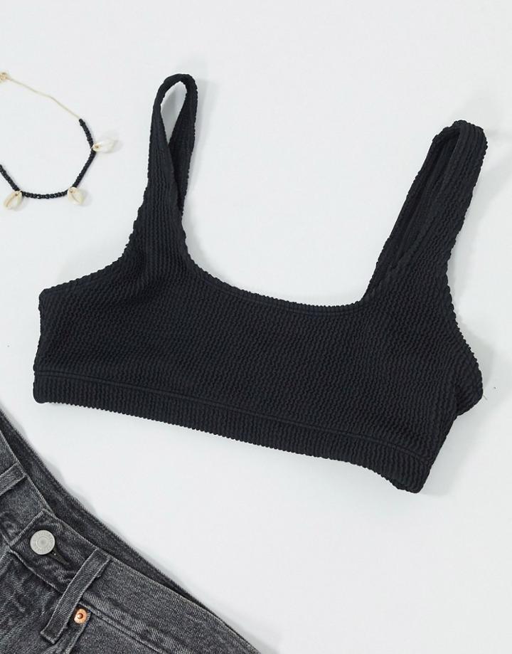 Monki Maj-lis Ribbed Bikini Top In Black