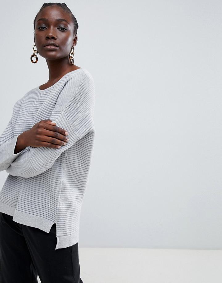 Selected Lava Ribbed Knit Sweater - Gray