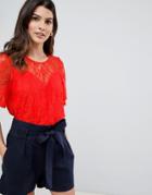 Vila Lace Smock Top-orange