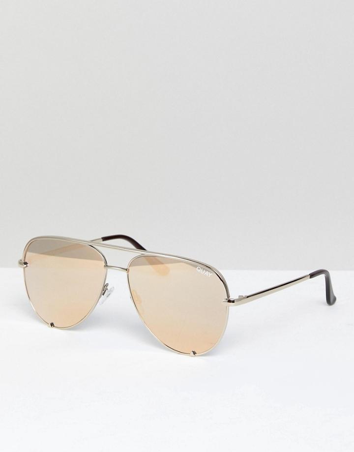 Quay Australia X Desi Perkins High Key Aviator Sunglasses In Gold
