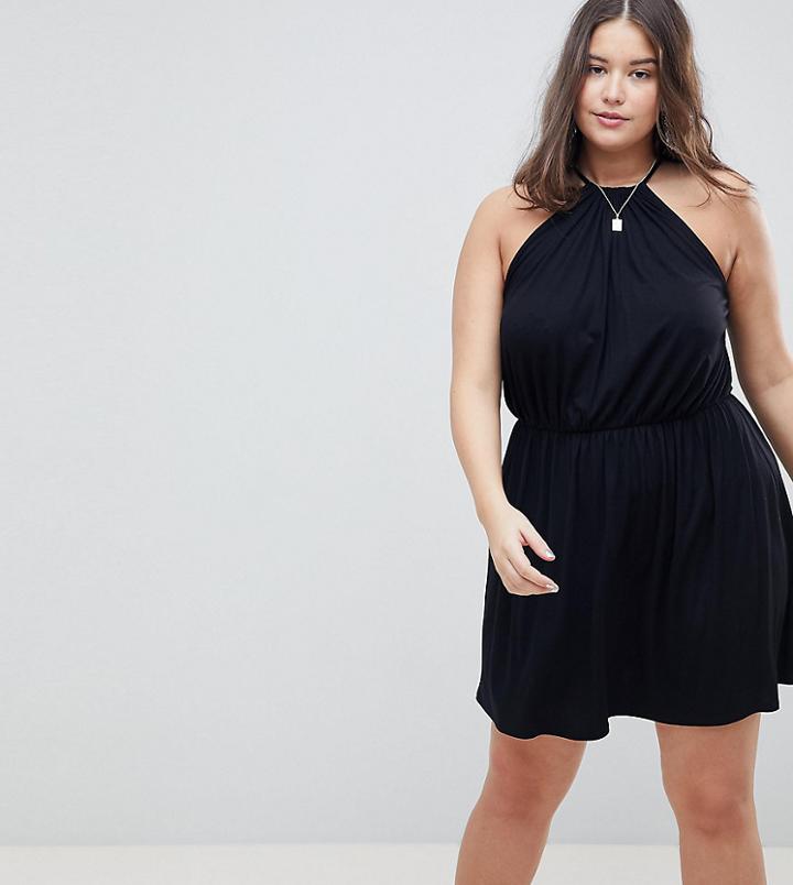 Asos Design Curve Mini Drapey Sundress - Black