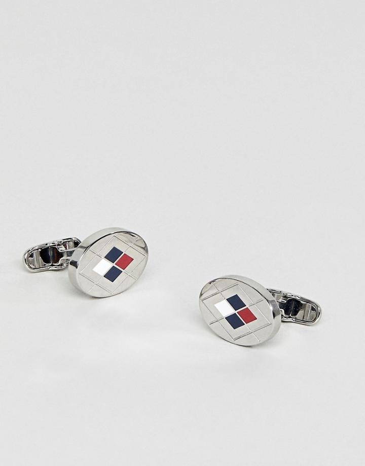 Tommy Hilfiger Argyle Oval Cufflinks In Silver - Silver