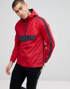 Brave Soul Half Zip Nylon Windbreaker Jacket - Red