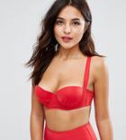 Wolf & Whistle Slinky Strappy Back Bikini Top B-g Cup-red