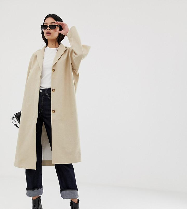 Weekday Linen Mix Coat In Beige