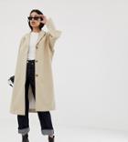 Weekday Linen Mix Coat In Beige