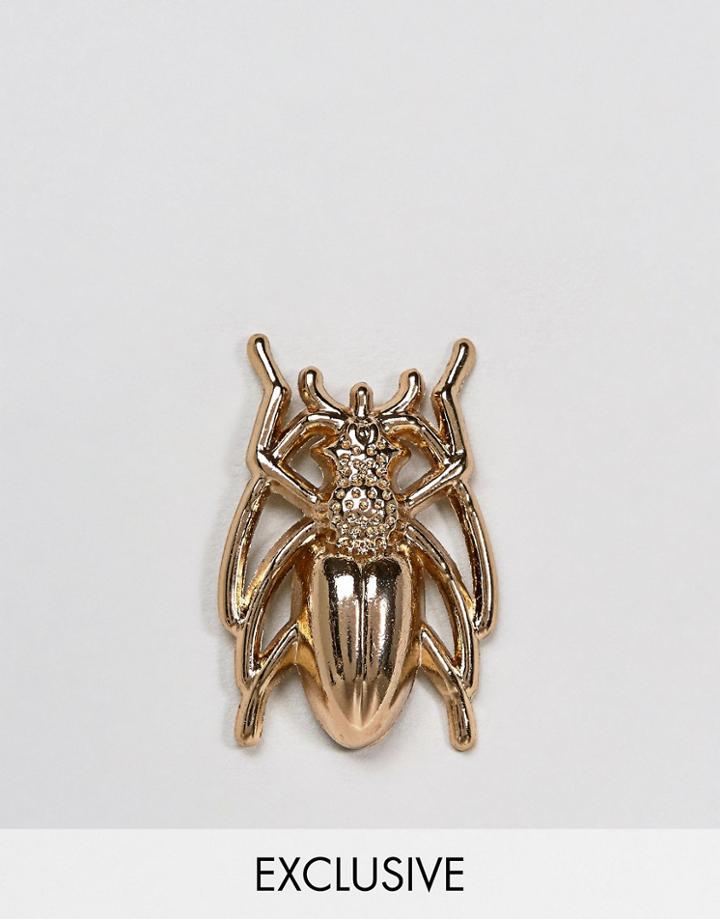 Reclaimed Vintage Inspired Beetle Brooch - Gold